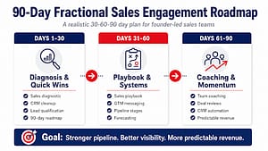 90-day fractional sales engagement roadmap with 30, 60, 90 day plan
